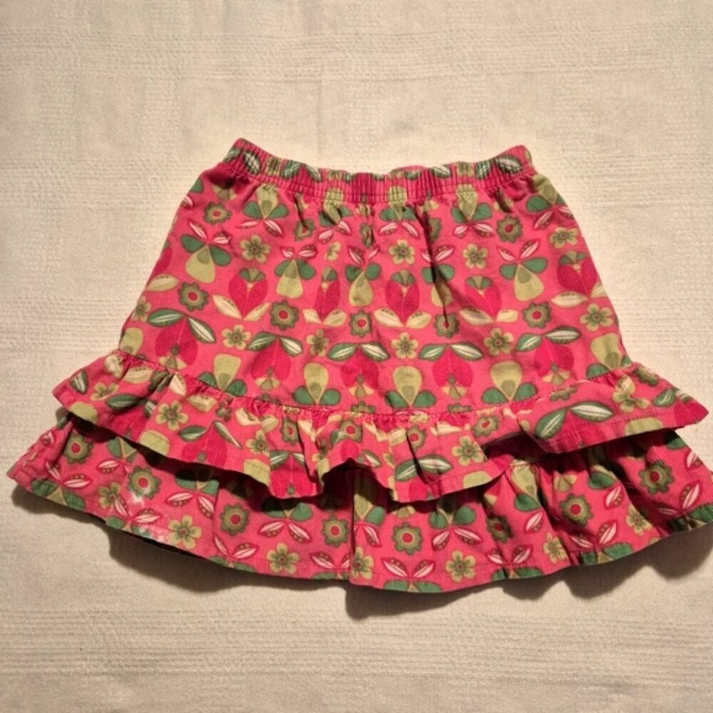 Hanna Andersson girls size 100 or 4 pink floral corduroy skirt, VGUC